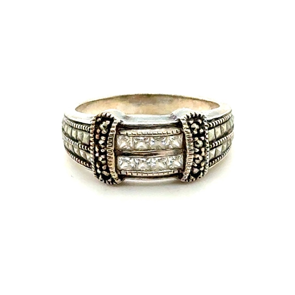 Judith Jack Sterling Silver Marcasite Crystalβ Art Deco Style Band Ring Size 7
